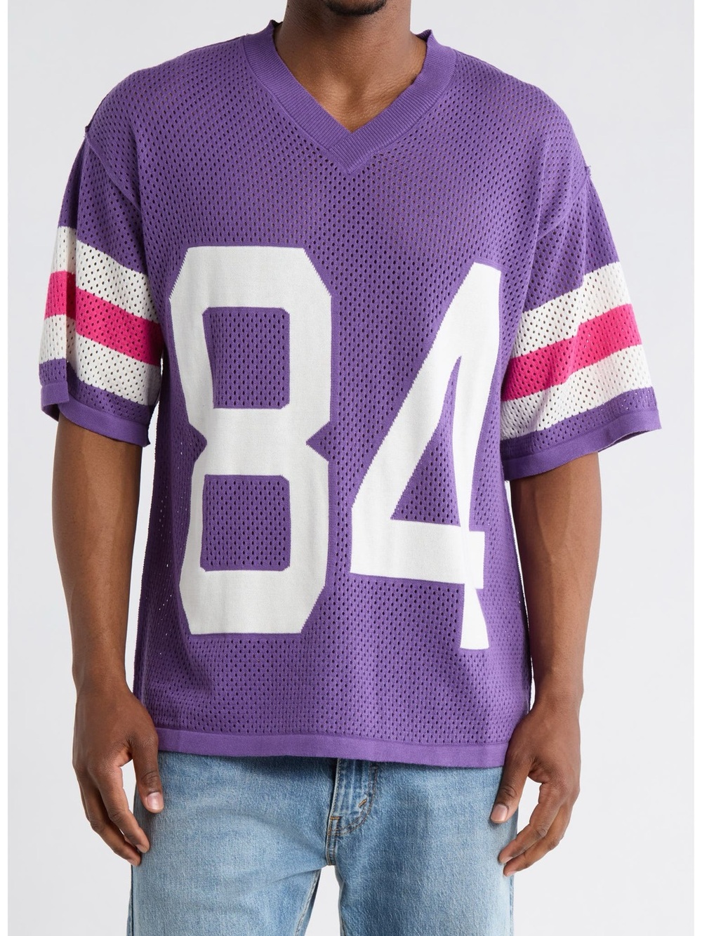 Diet Starts Monday Mesh Knit Jersey Large Purple